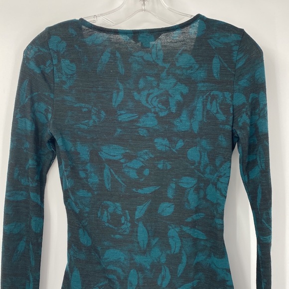 Rock & Republic Teal Green and Black Floral Wrap Long Sleeve Top - Picture 9 of 9